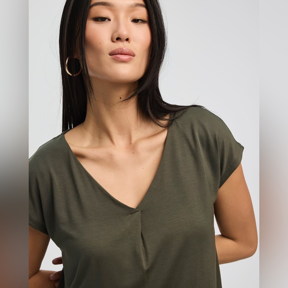 Reitmans Olive Green V-Neck Tunic Blouse NWT Medium - Picture 7 of 8